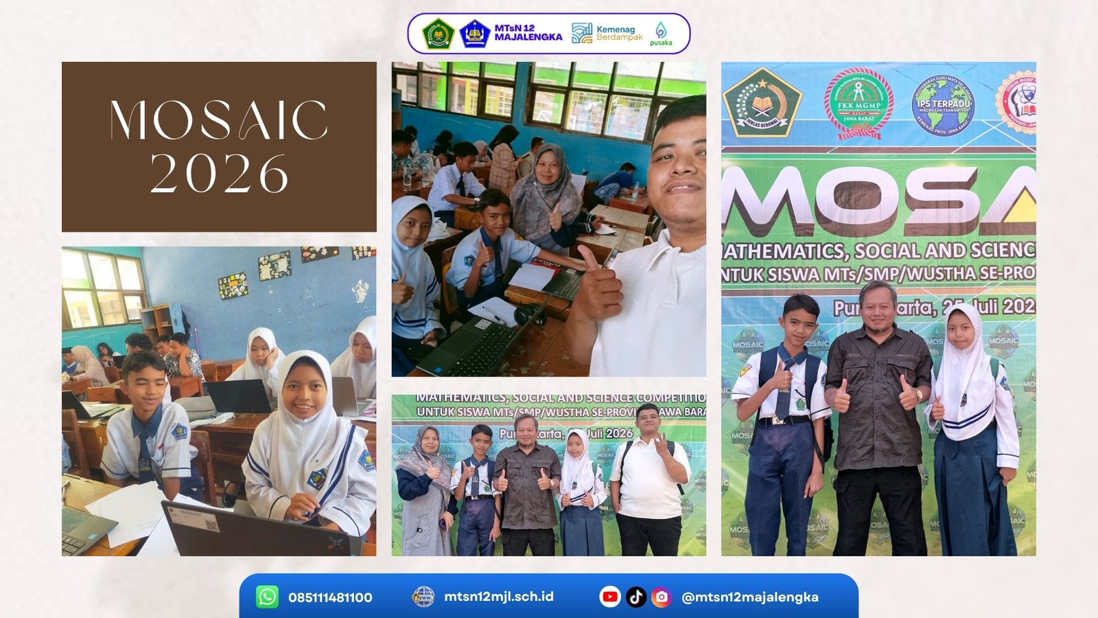 Harumkan Nama Sekolah, Siswi MTsN 12 Majalengka Sabet Medali Emas di Ajang MOSAIC Tingkat Provinsi Jawa Barat